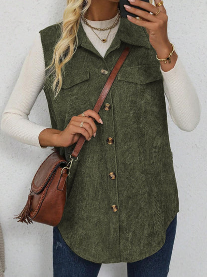 Button Up Collared Neck Vest Coat | Trending Chic NZ