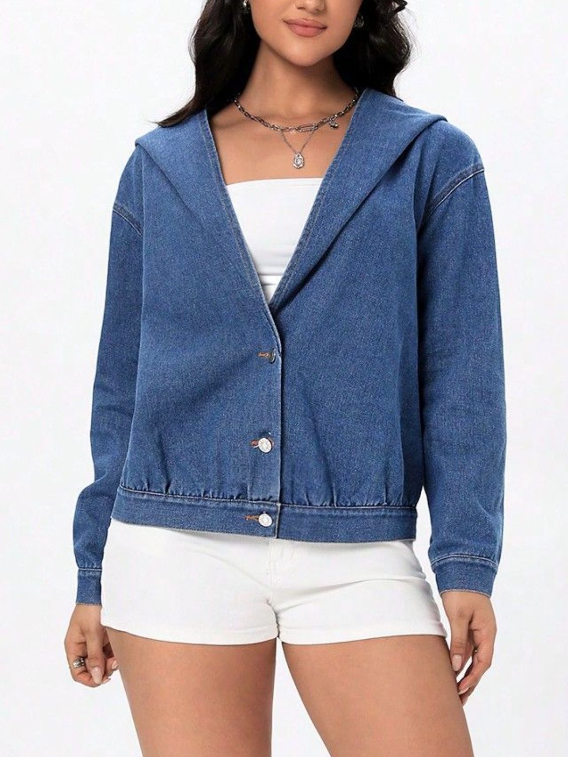 Button Up Hooded Denim Top | Trending Chic NZ