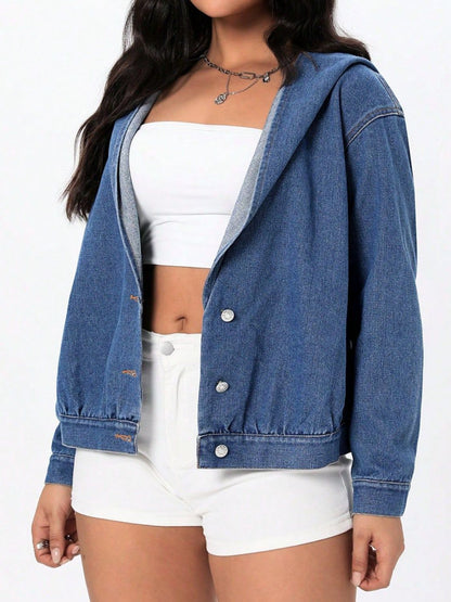 Button Up Hooded Denim Top | Trending Chic NZ