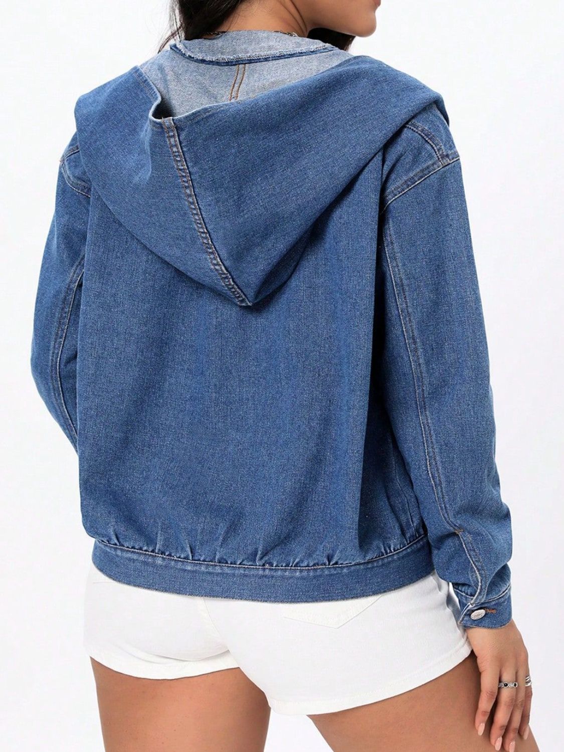 Button Up Hooded Denim Top | Trending Chic NZ