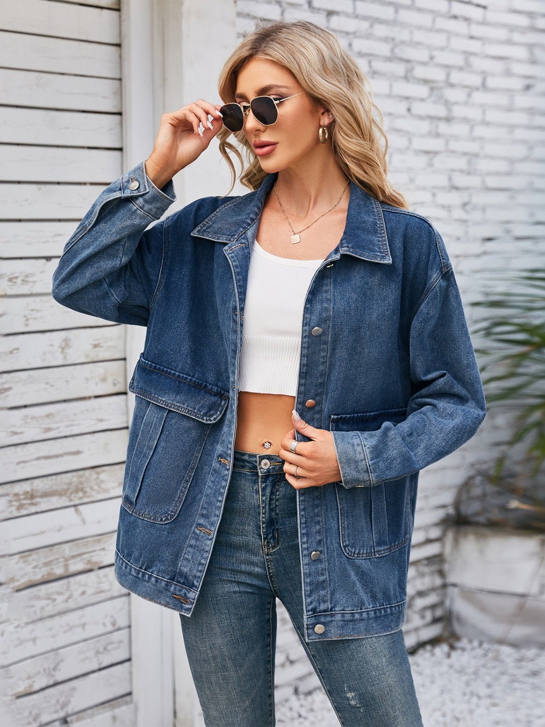 Button Up Long Sleeve Denim Jacket | Trending Chic NZ