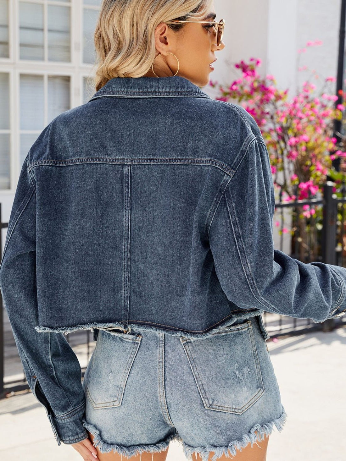 Button Up Long Sleeve Denim Jacket with Pockets | Trending Chic NZ