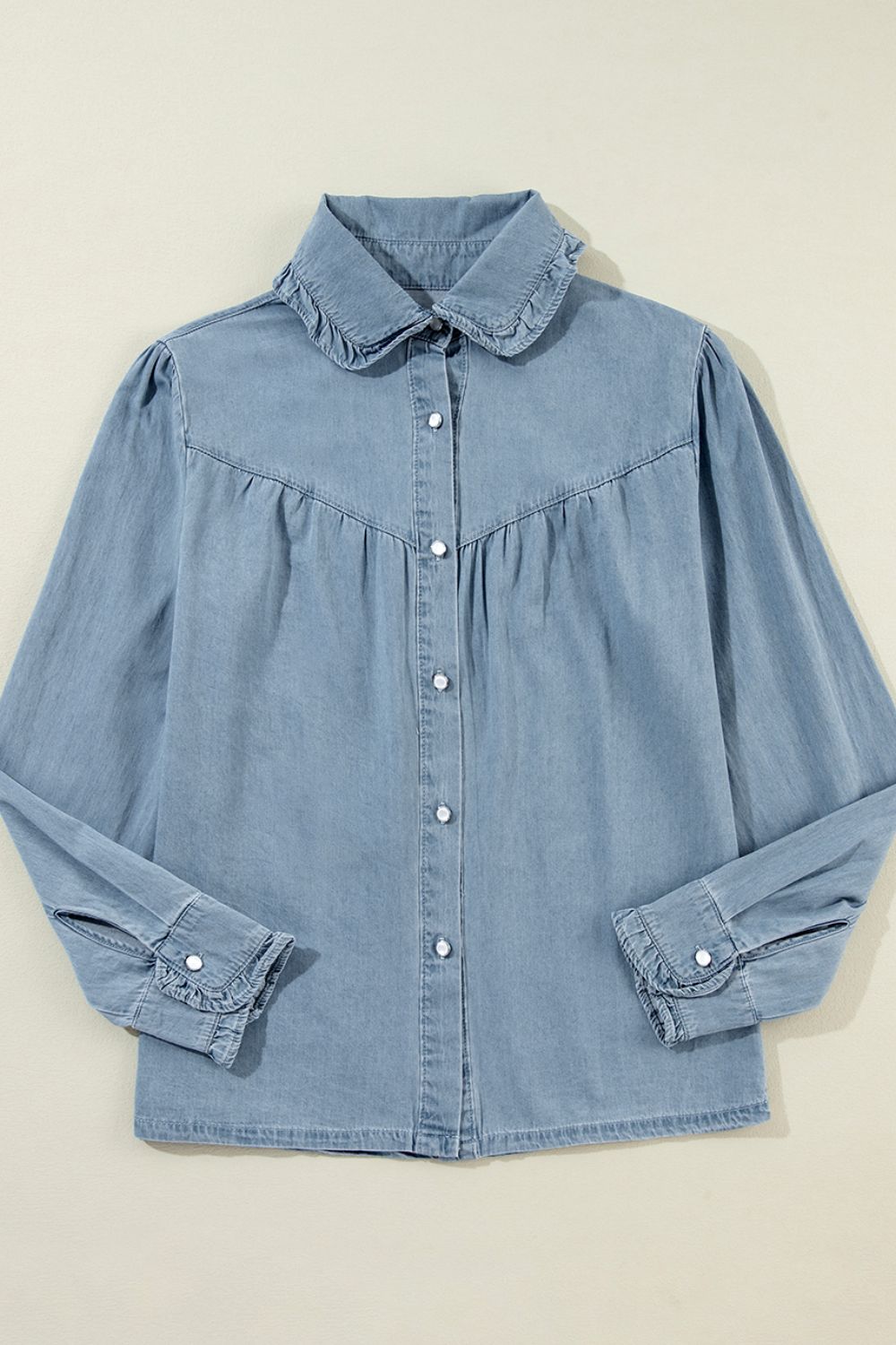 Button Up Long Sleeve Denim Top | Trending Chic NZ