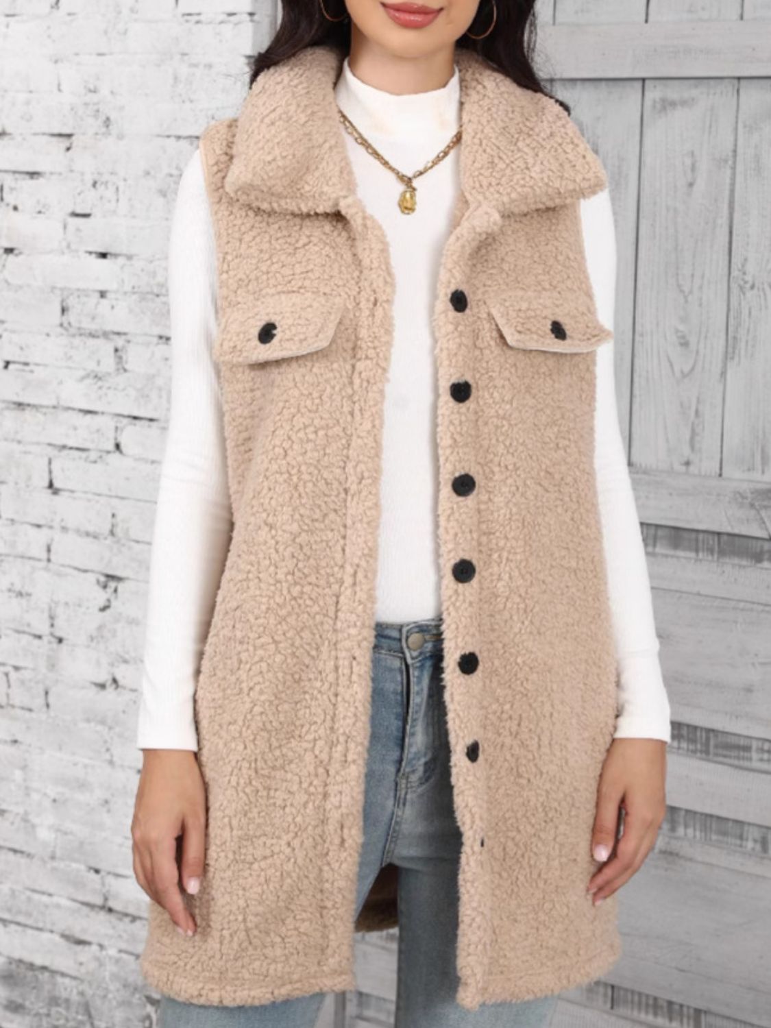 Button Up Teddy Vest Coat | Trending Chic NZ