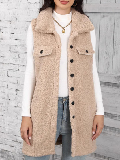 Button Up Teddy Vest Coat | Trending Chic NZ