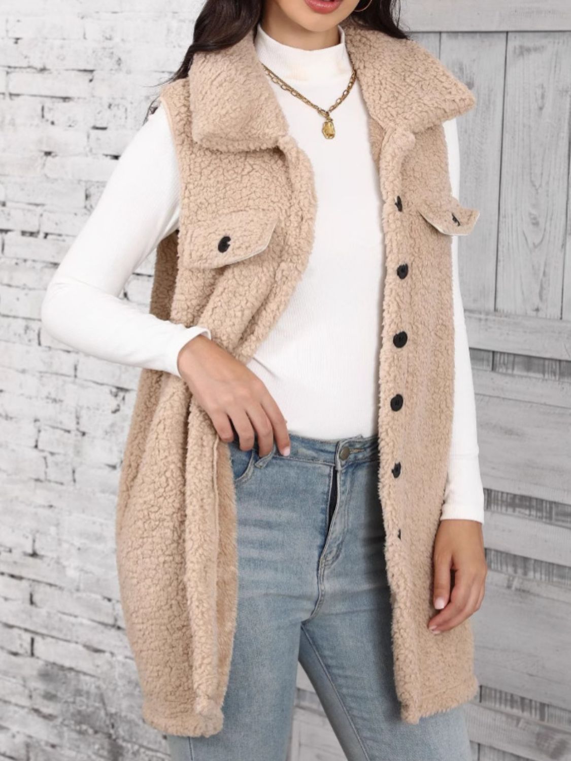 Button Up Teddy Vest Coat | Trending Chic NZ