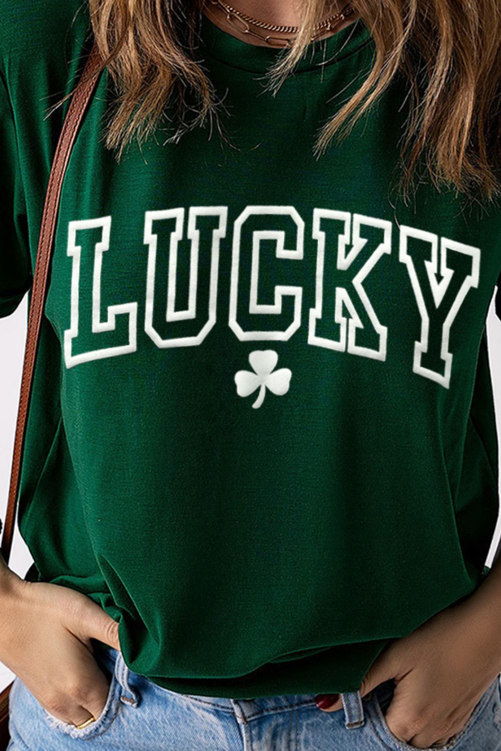 LUCKY Round Neck Short Sleeve T-Shirt