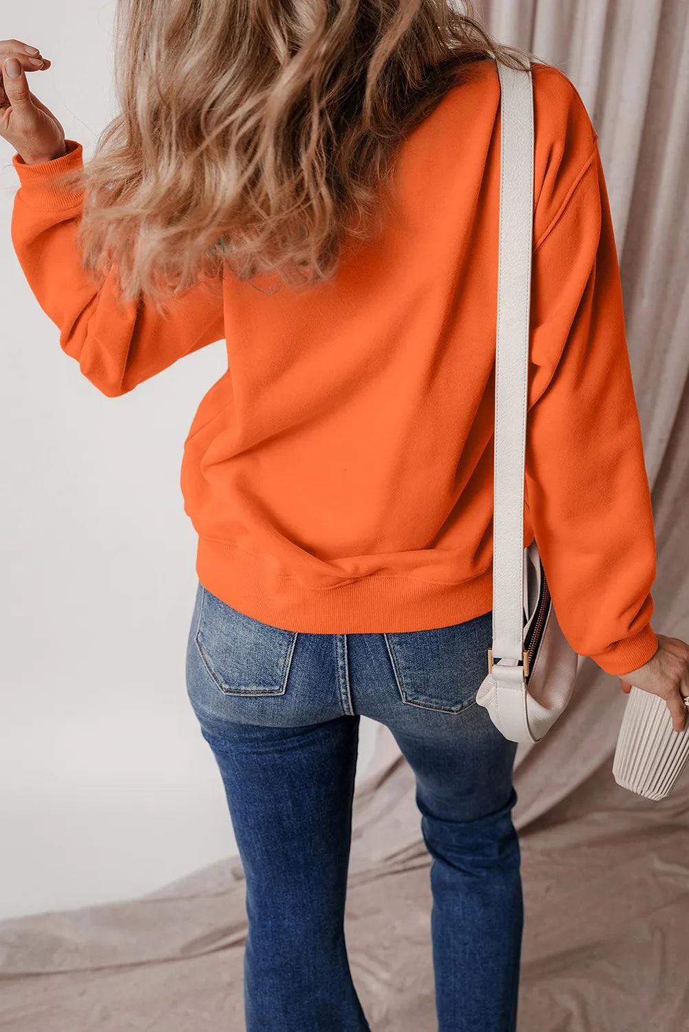 Letter Round Neck Long Sleeve Sweatshirt