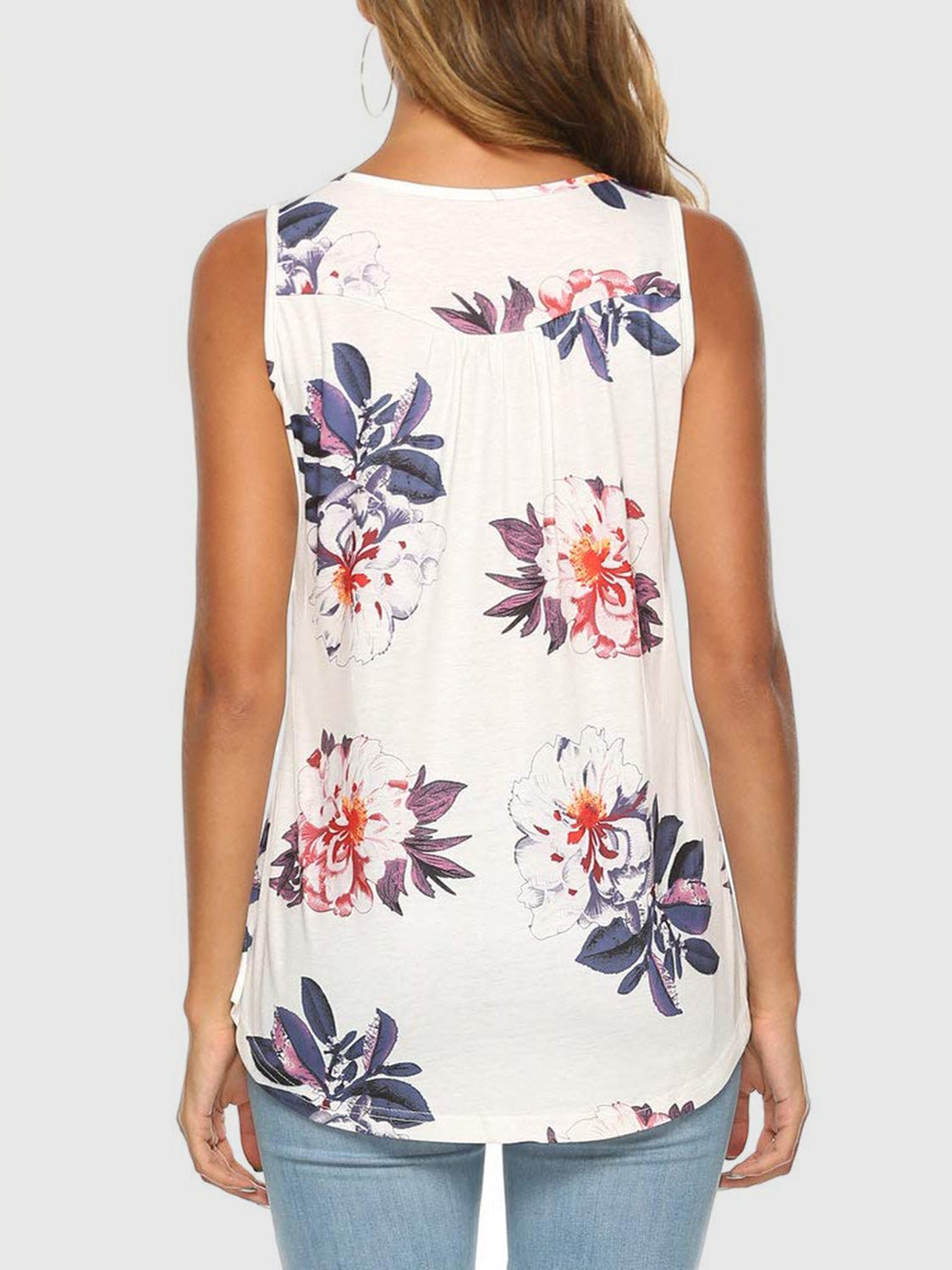 Flower Printed Round Neck Tank