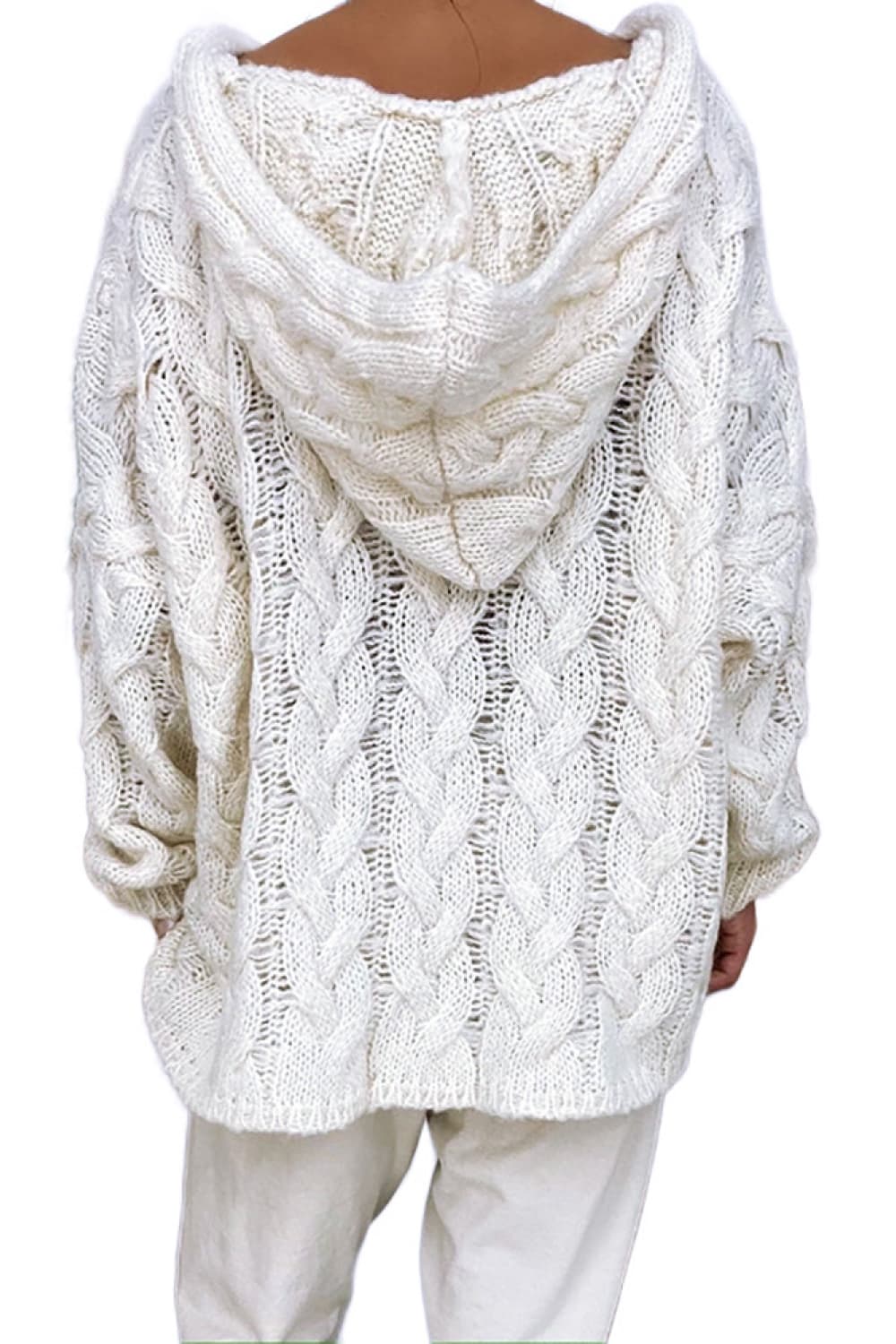 Cable - Knit Hooded Sweater | Trending Chic NZ