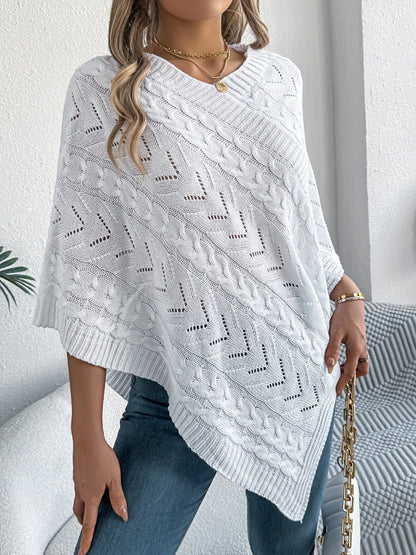 Cable - Knit Openwork Three - Quarter Sleeve Sweater | Trending Chic NZ