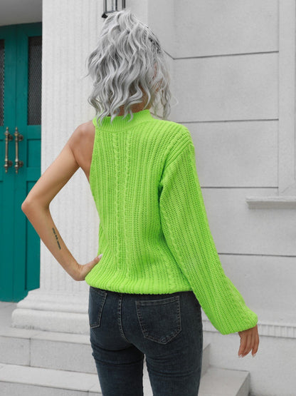 Cable - Knit Round Neck Asymmetrical Sweater | Trending Chic NZ