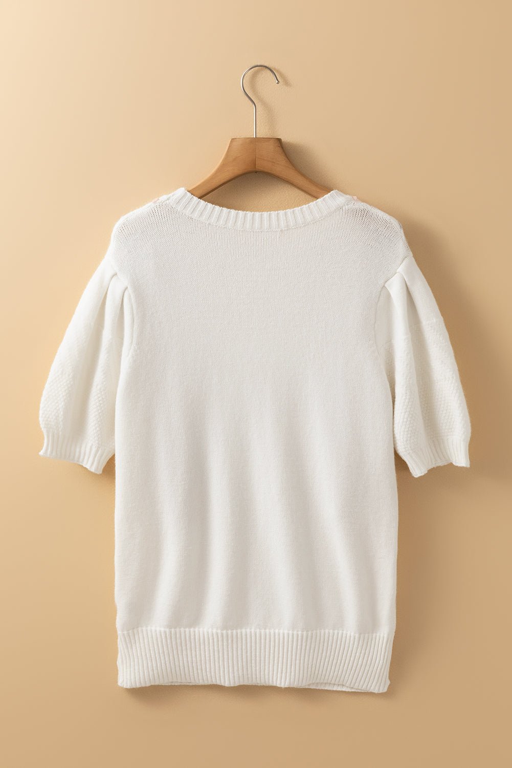 Cable Knit Round Neck Half Sleeve Sweater | Trending Chic NZ