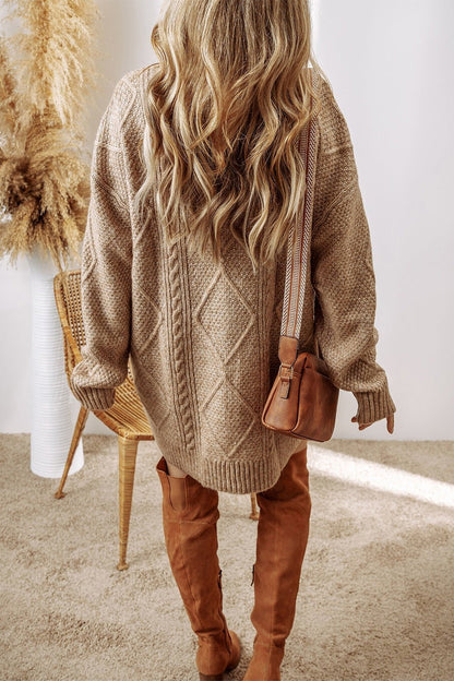 Cable - Knit Round Neck Sweater Dress | Trending Chic NZ