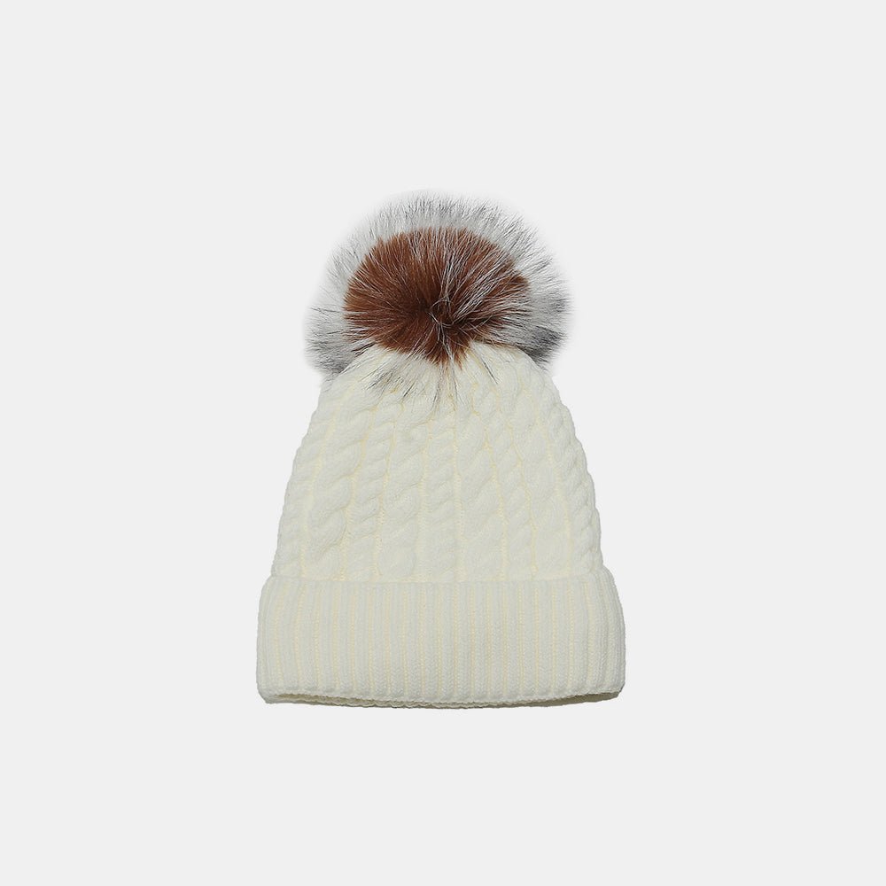 Cable Knit Winter Hat with Pompom | Trending Chic NZ