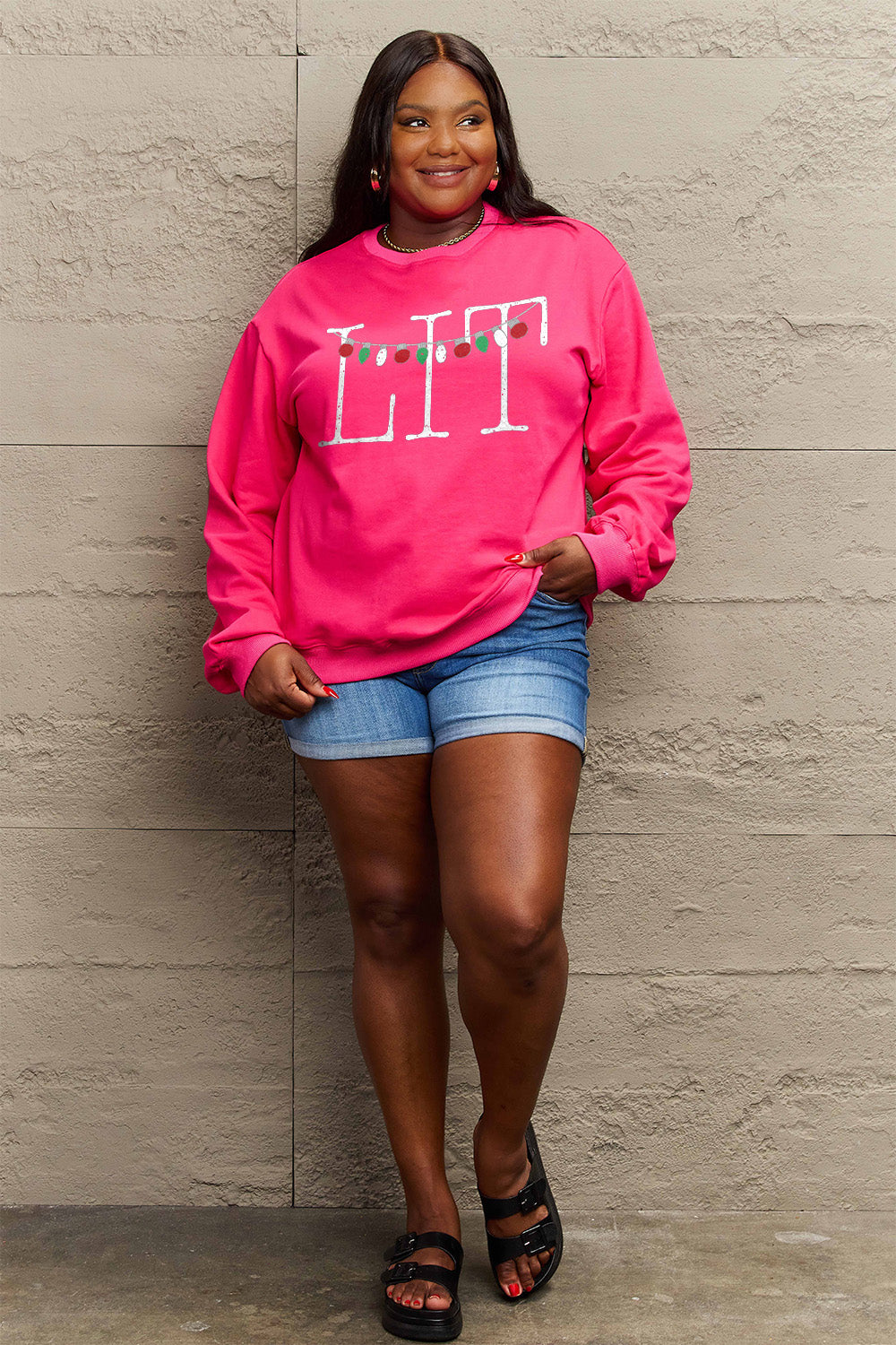 Simply Love Full Size LIT Long Sleeve Sweatshirt