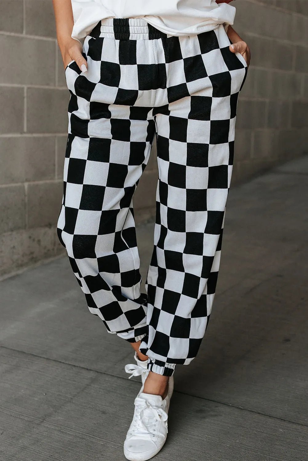 Checkered Elastic Waist Joggers | Trending Chic NZ