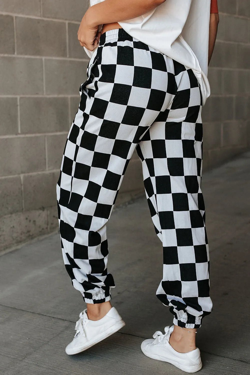 Checkered Elastic Waist Joggers | Trending Chic NZ