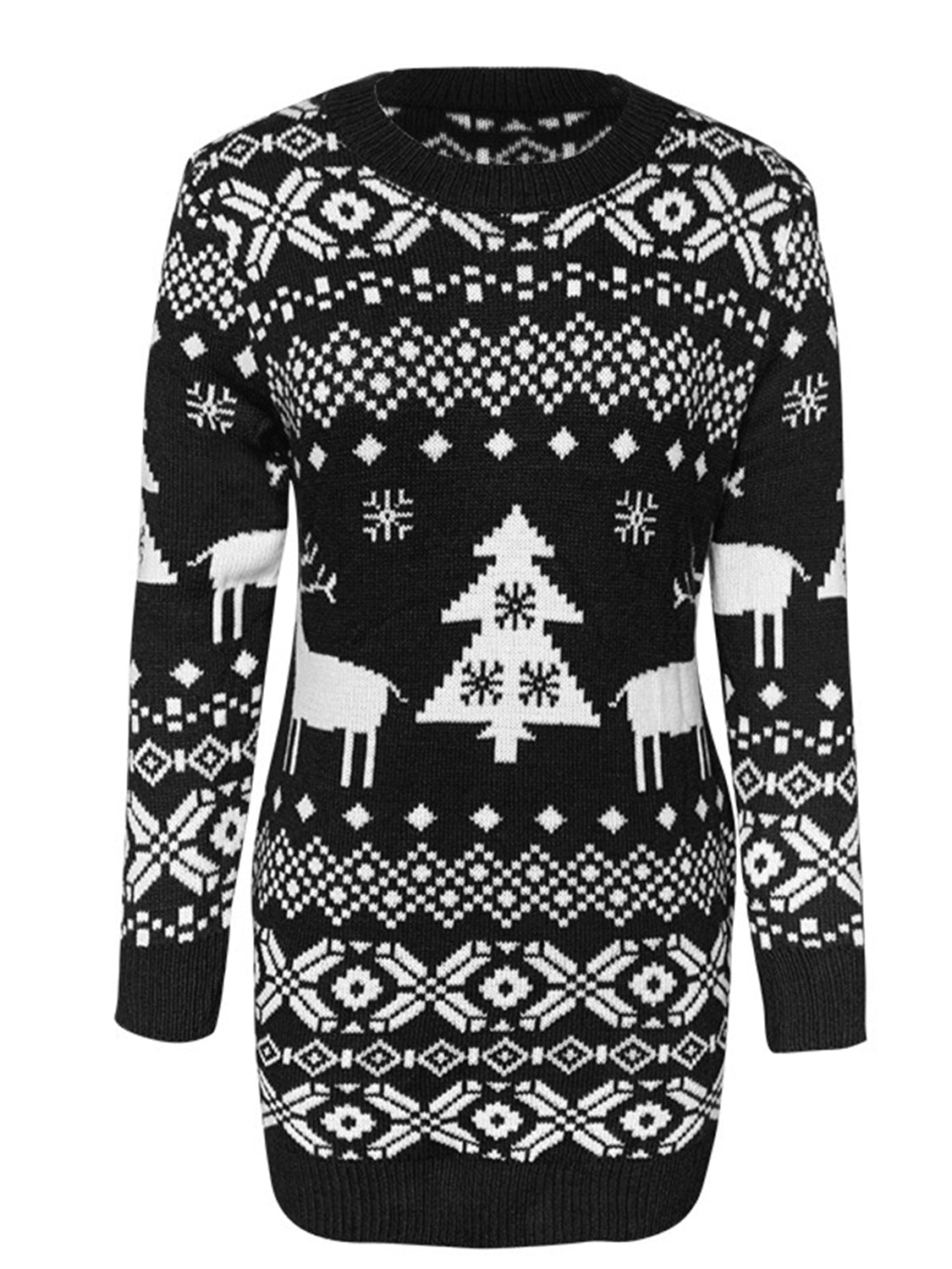 Christmas Element Round Neck Mini Sweater Dress | Trending Chic NZ