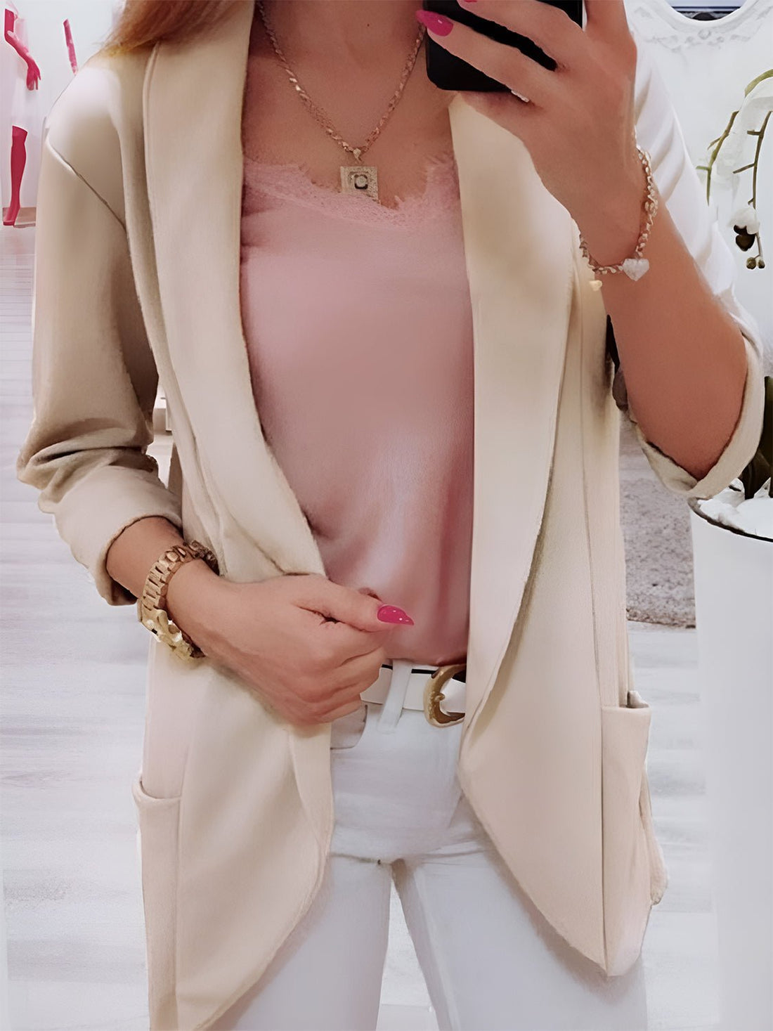 Collared Neck Long Sleeve Blazer | Trending Chic NZ