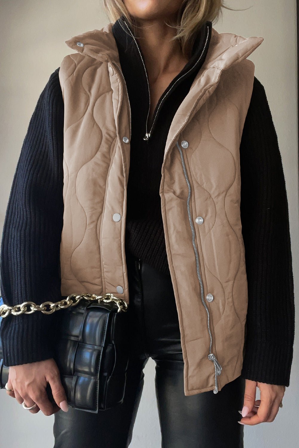 Collared Neck Vest with Pockets | Trending Chic NZ