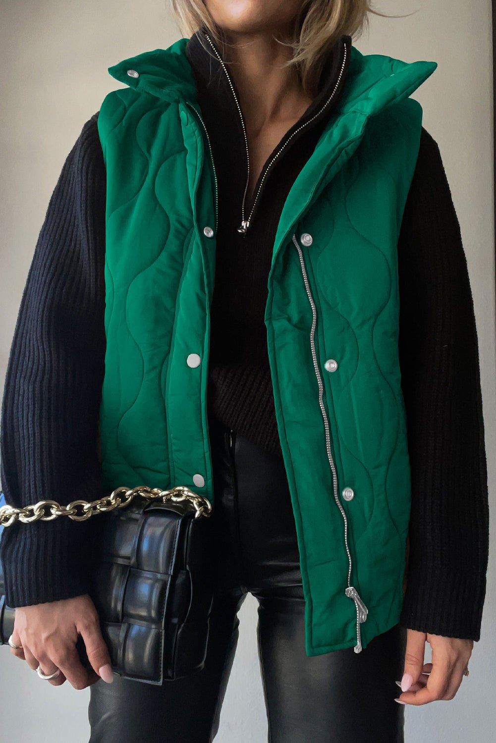 Collared Neck Vest with Pockets | Trending Chic NZ