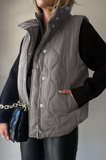 Collared Neck Vest with Pockets | Trending Chic NZ