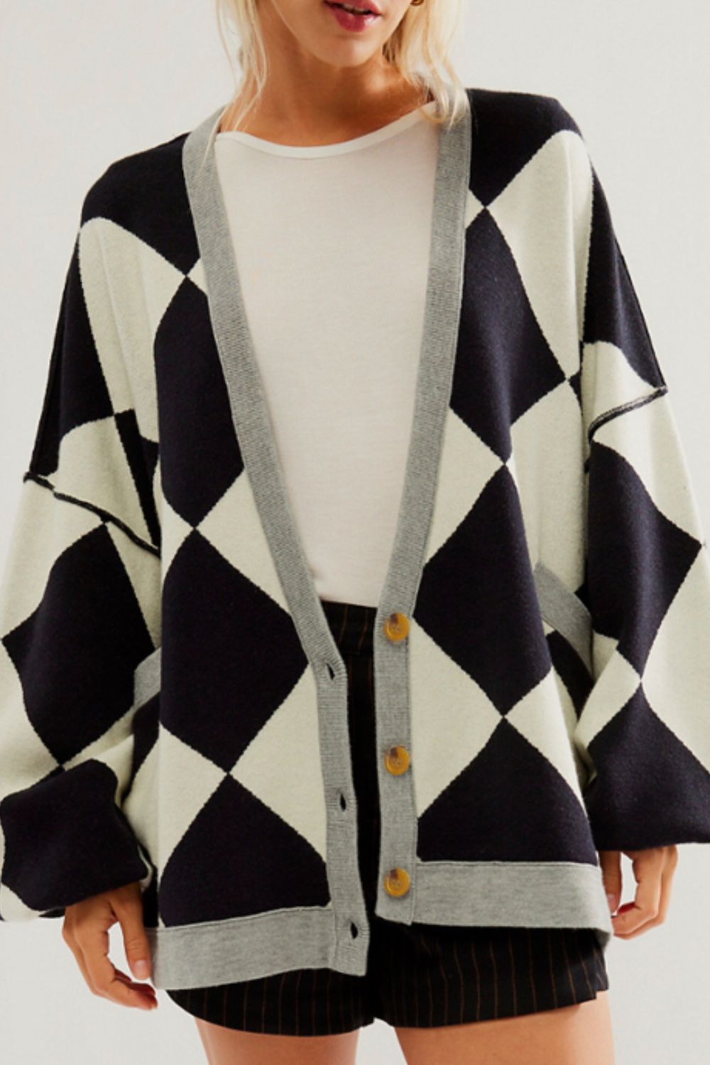 Color Block Button Down Long Sleeve Cardigan | Trending Chic NZ