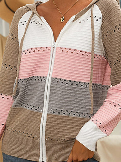 Color Block Drawstring Hooded Sweater | Trending Chic NZ