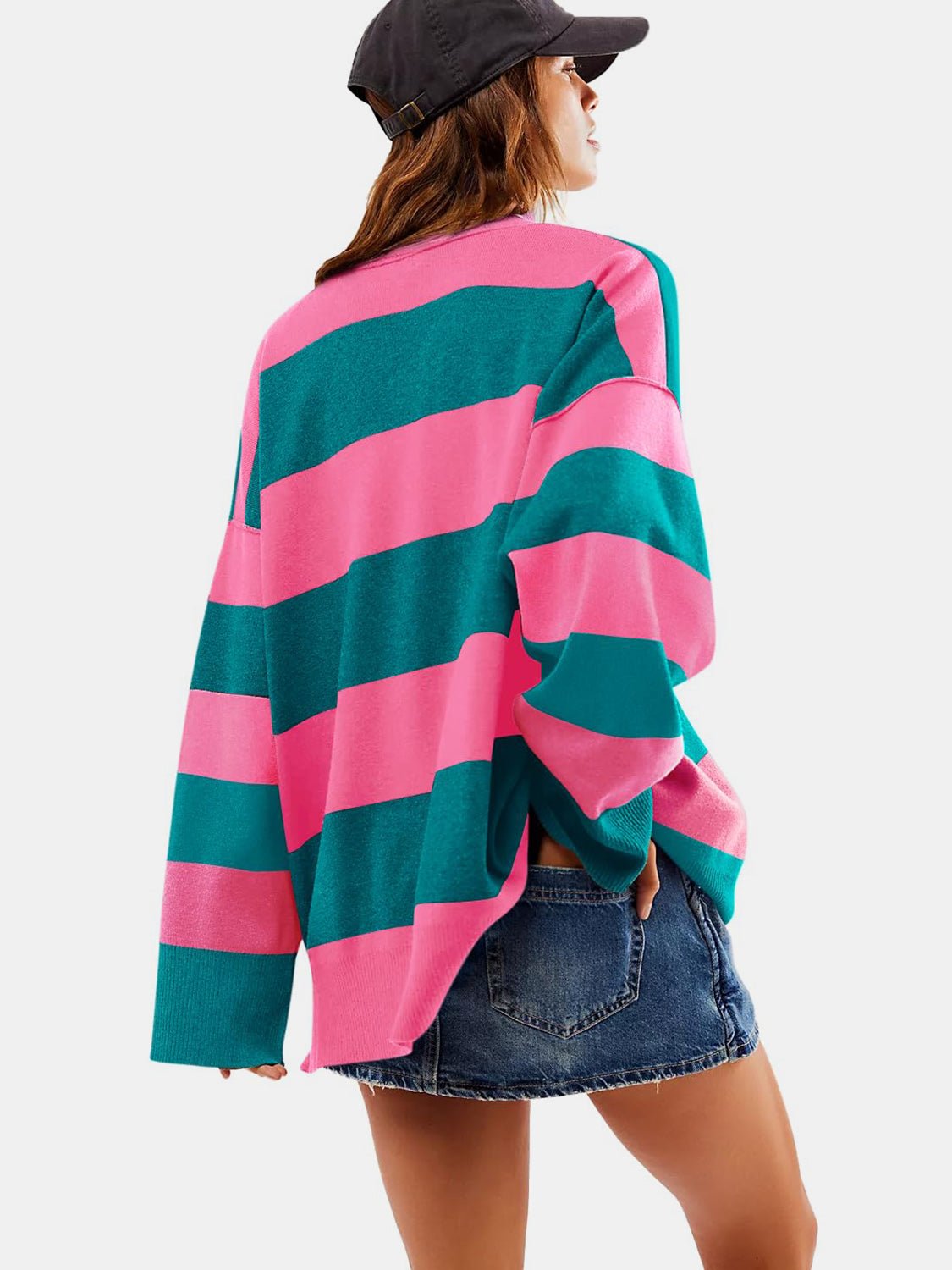 Color Block Half Zip Long Sleeve Sweater | Trending Chic NZ