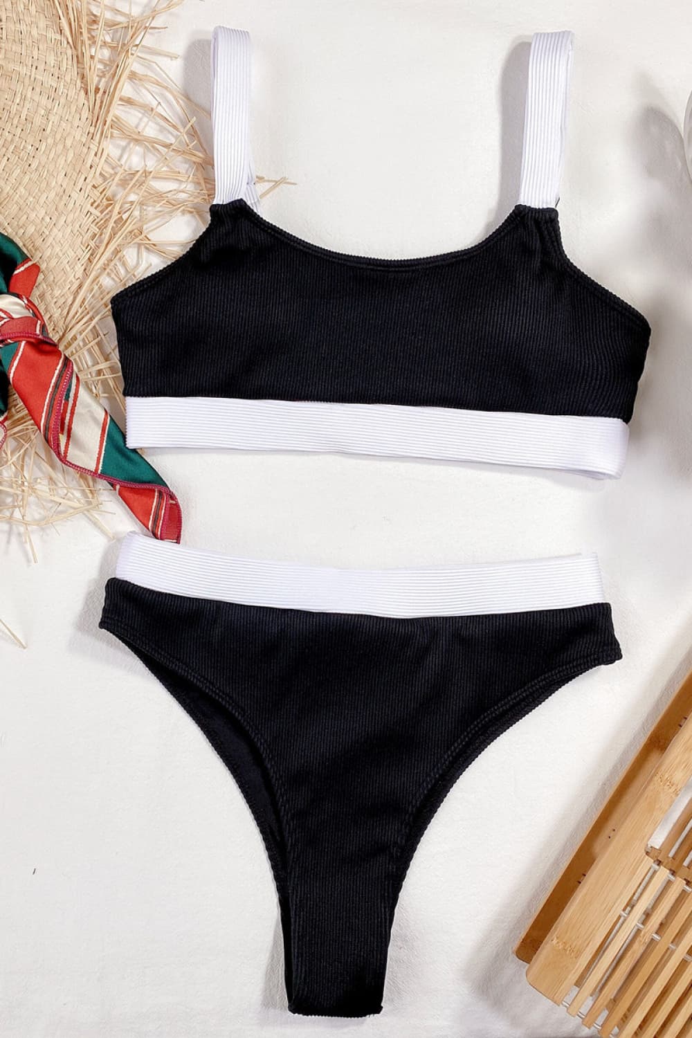 Color Block Scoop Neck Bikini Set | Trending Chic NZ