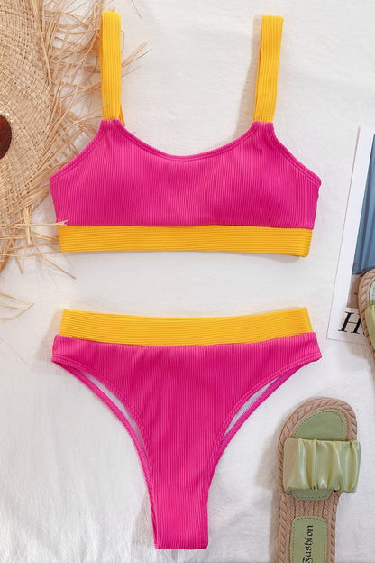 Color Block Scoop Neck Bikini Set | Trending Chic NZ