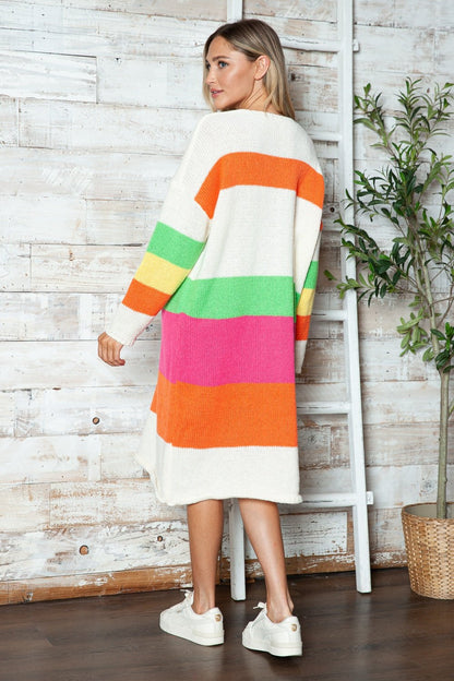 Color Block V - Neck Long Sleeve Sweater Dress | Trending Chic NZ