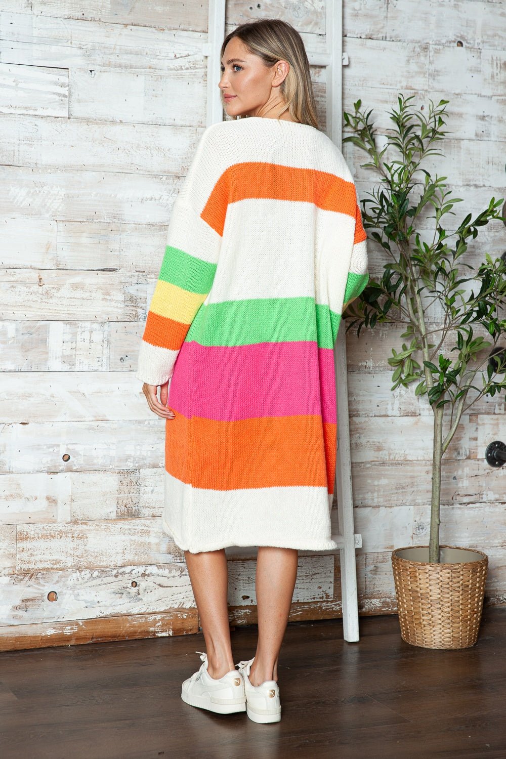 Color Block V - Neck Long Sleeve Sweater Dress | Trending Chic NZ