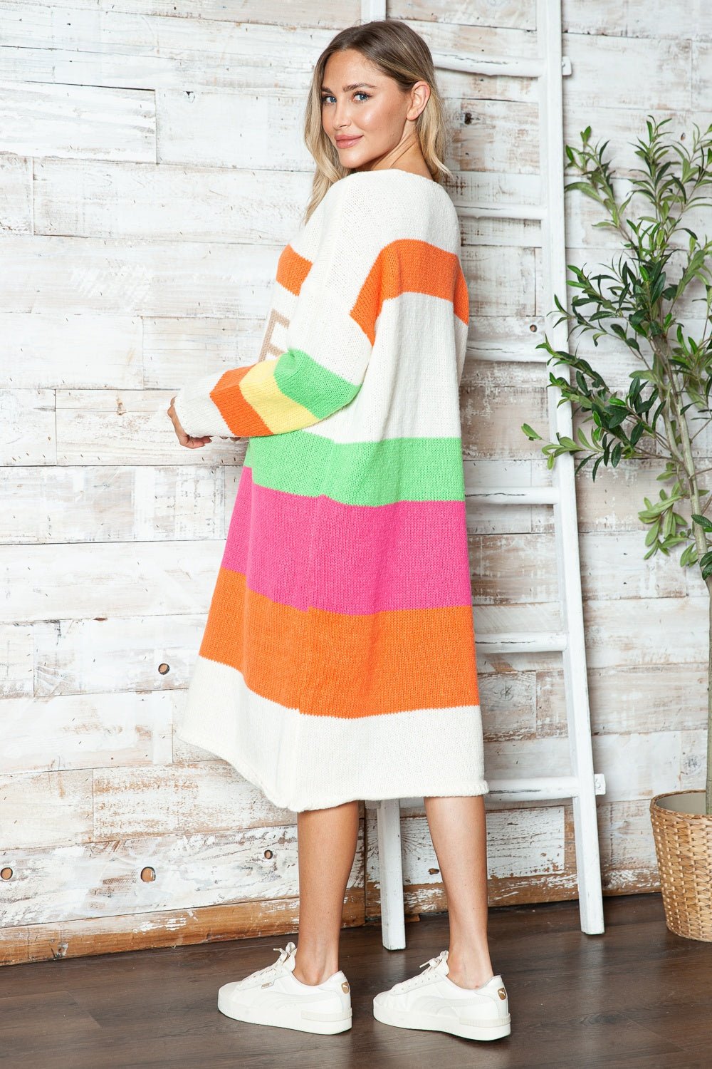 Color Block V - Neck Long Sleeve Sweater Dress | Trending Chic NZ