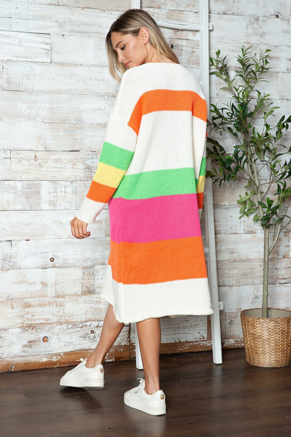 Color Block V - Neck Long Sleeve Sweater Dress | Trending Chic NZ