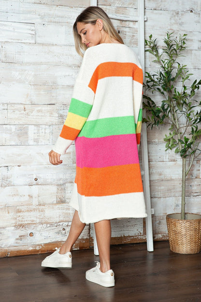 Color Block V - Neck Long Sleeve Sweater Dress | Trending Chic NZ