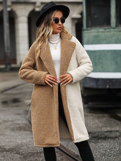 Contrast Dropped Shoulder Sherpa Coat | Trending Chic NZ