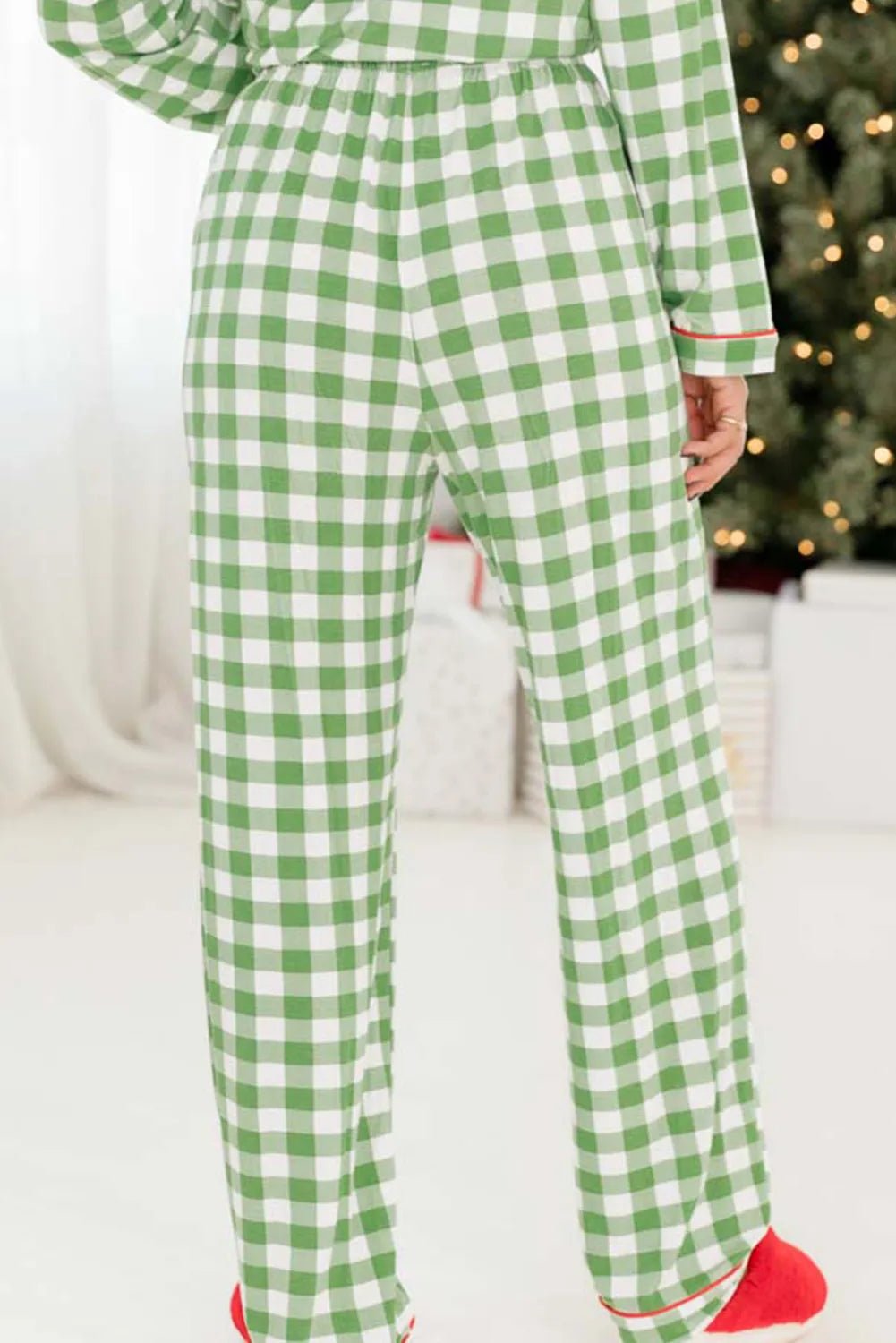 Contrast Piping Plaid Top and Pants Lounge Set | Trending Chic NZ