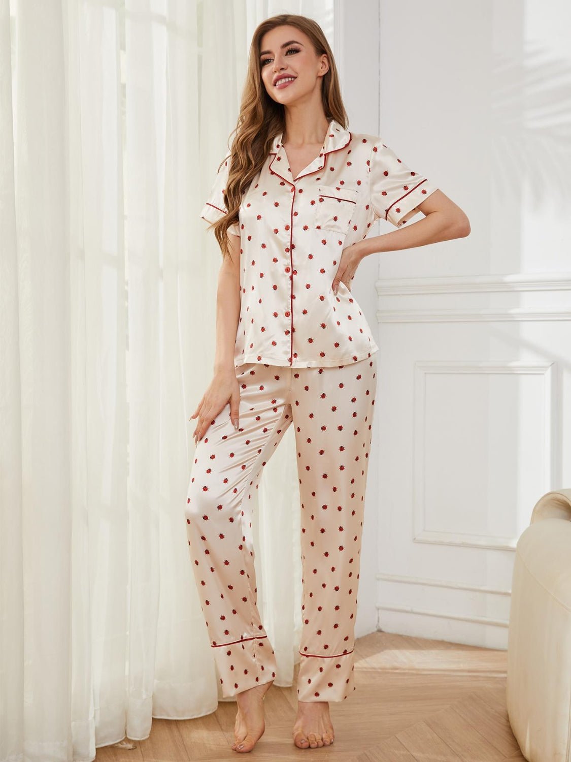 Contrast Piping Pocketed Top and Pants Lounge Set | Trending Chic NZ