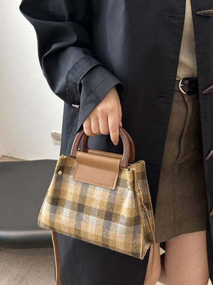 Contrast Plaid Trapezoid Shape Crossbody Bag | Trending Chic NZ