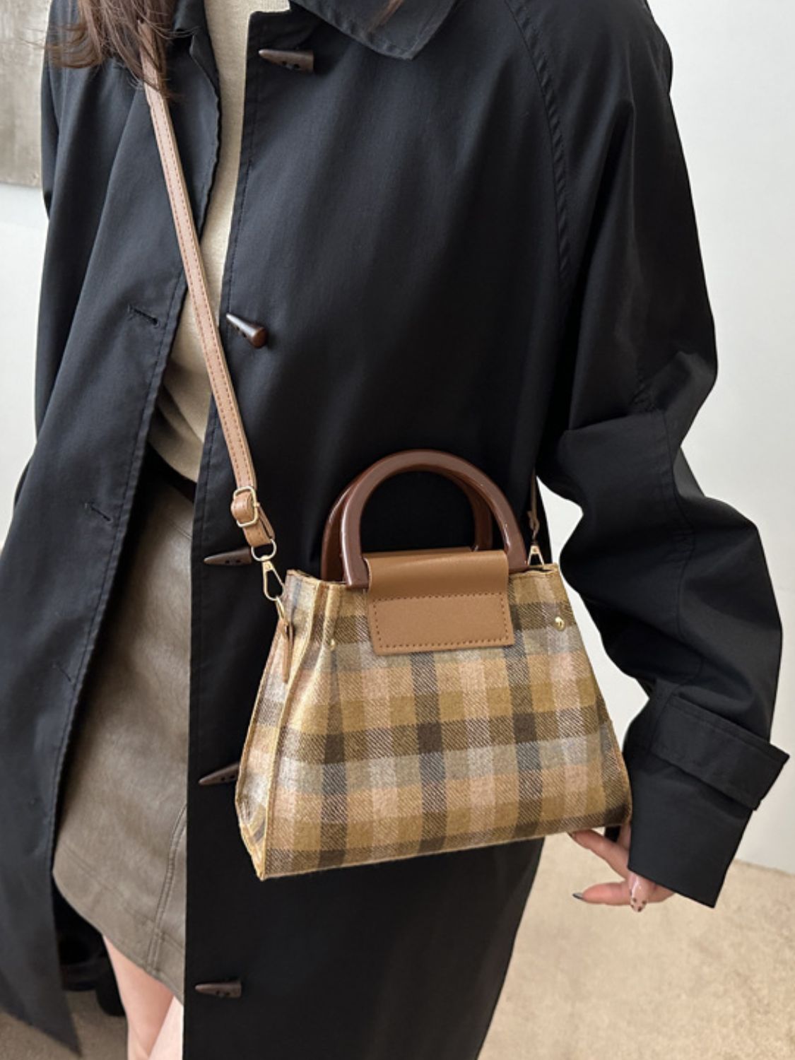 Contrast Plaid Trapezoid Shape Crossbody Bag | Trending Chic NZ