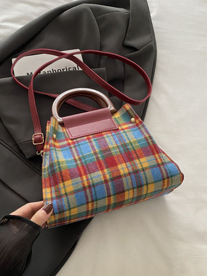 Contrast Plaid Trapezoid Shape Crossbody Bag | Trending Chic NZ