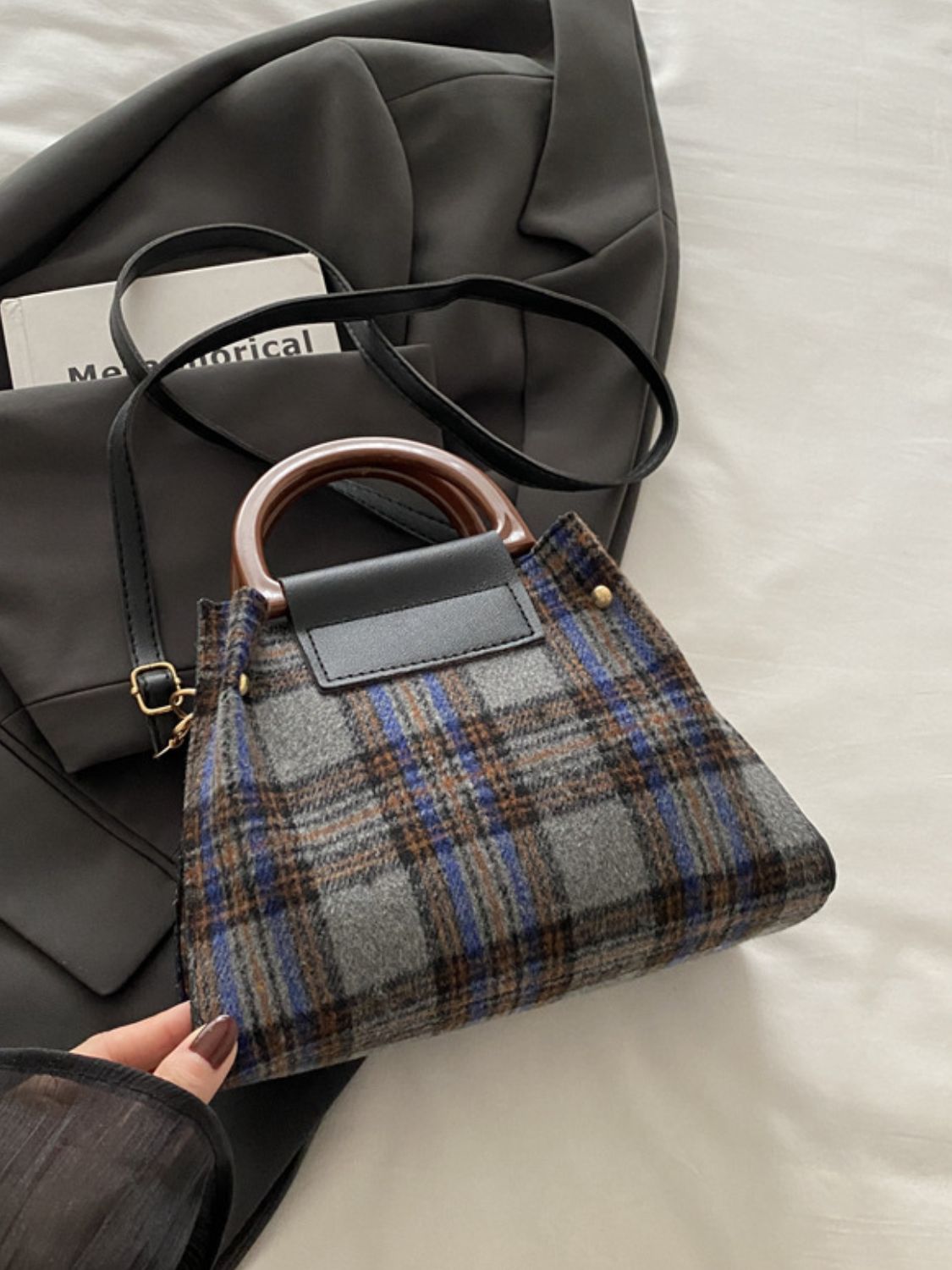 Contrast Plaid Trapezoid Shape Crossbody Bag | Trending Chic NZ