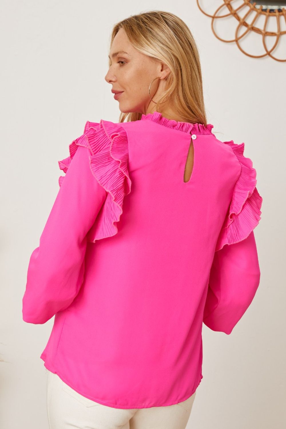 Frill Ruffled Three-Quarter Sleeve Blouse