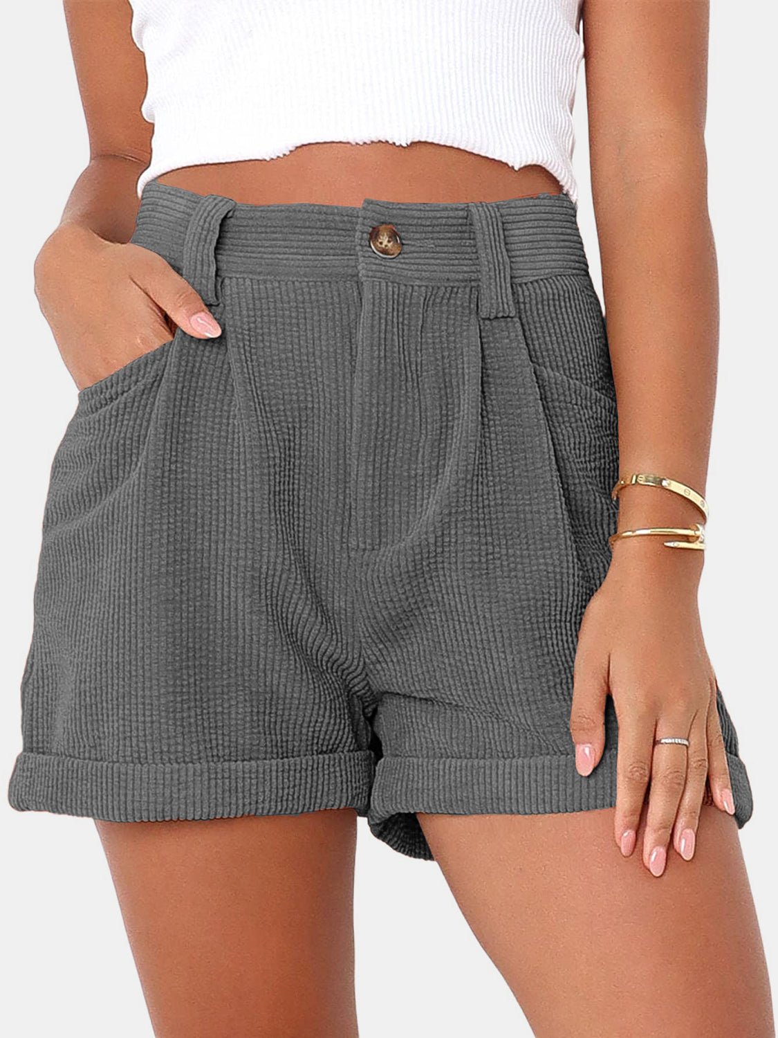 Full Size High Waist Shorts with Pockets