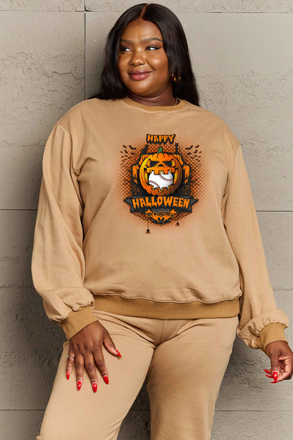 Simply Love Full Size HAPPY HALLOWEEN Graphic Sweatshirt