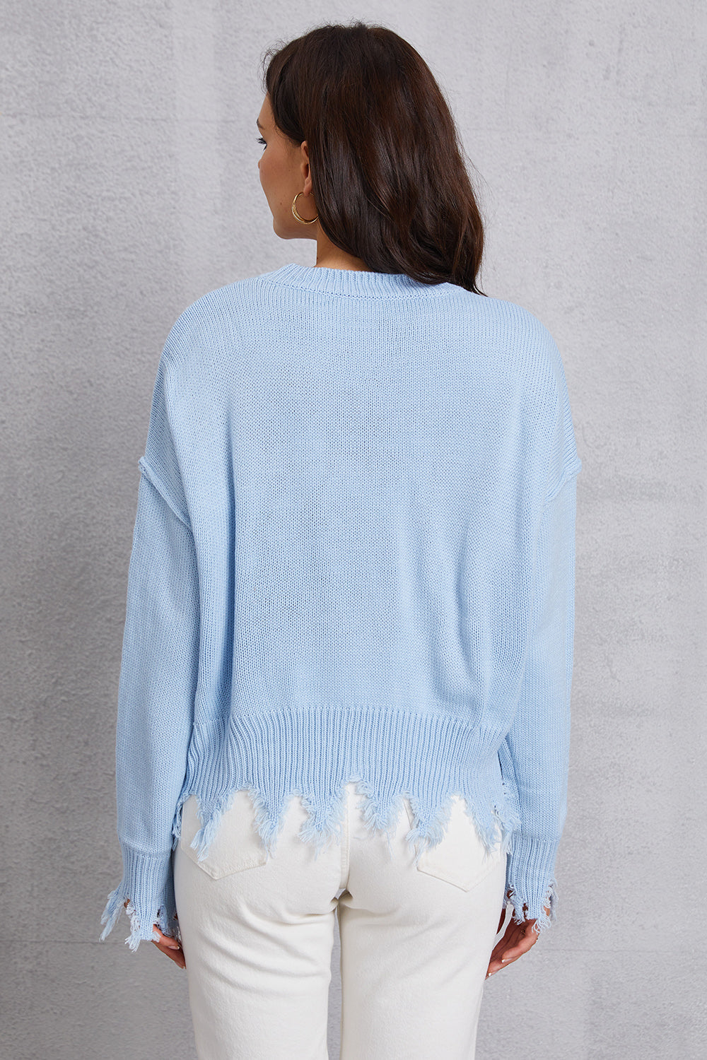 Lip Fringe Round Neck Sweater