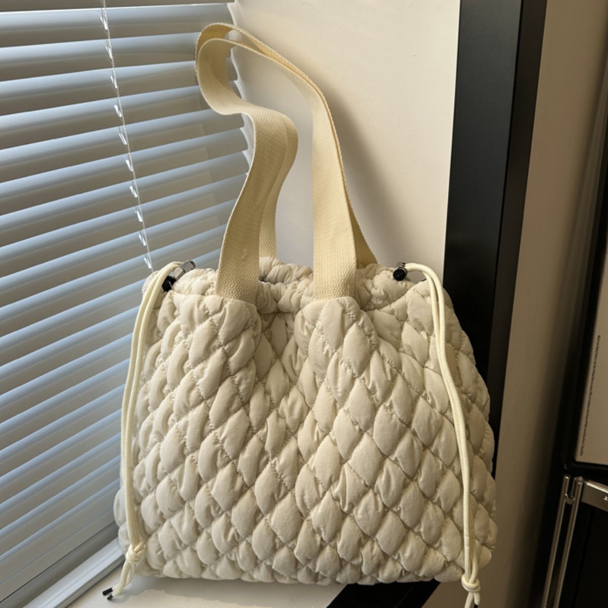 Drawstring Bubble Texture Tote Bag