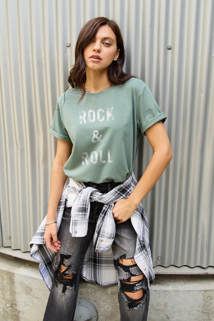 Simply Love Full Size ROCK &amp; ROLL Short Sleeve T-Shirt